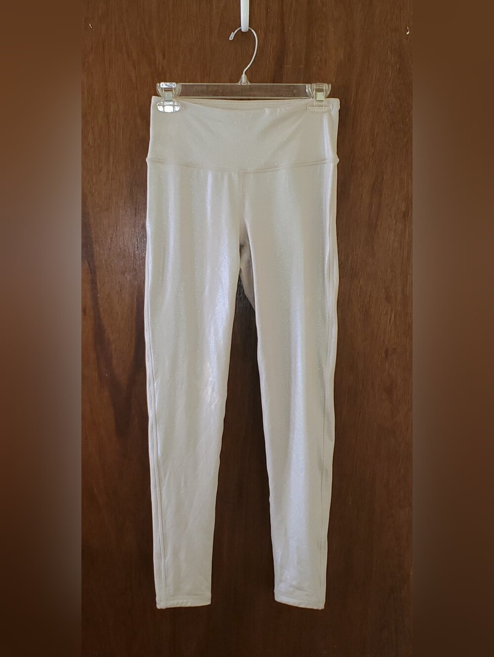 Mono B Cream Irridescent High-Waist Leggings Sz Small